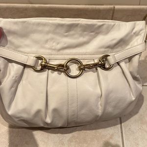 Cream Colored Leather Coach Shoulder Purse